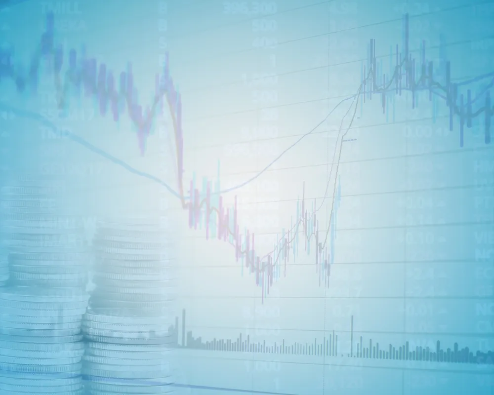 Generic blue graph with money overlay